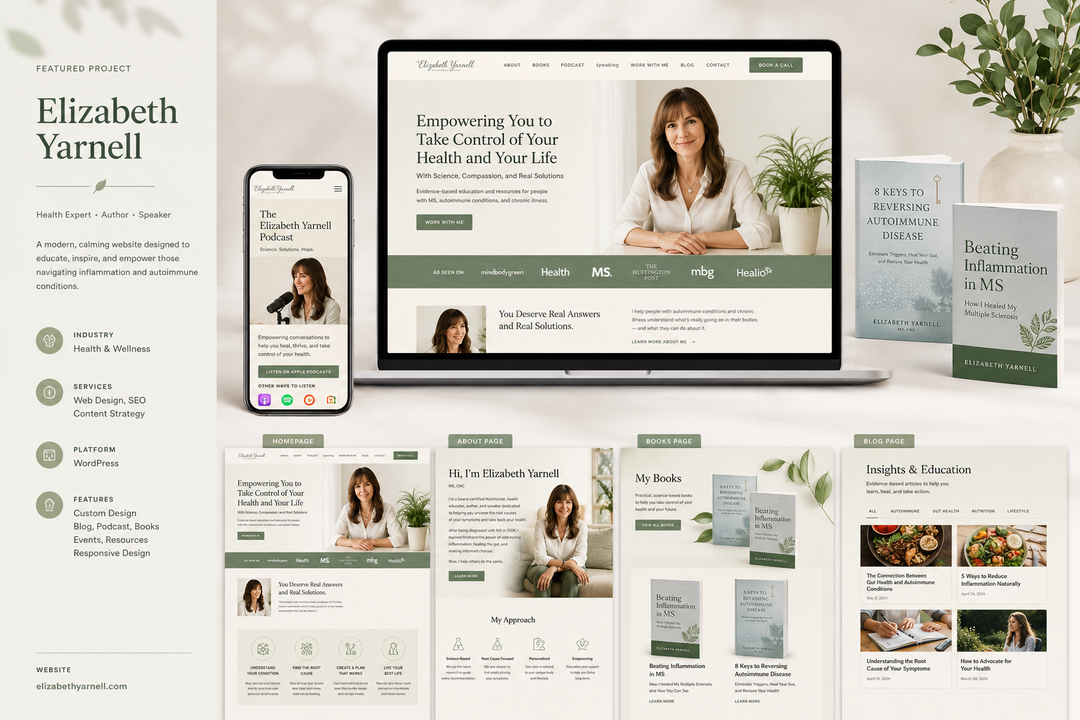 Elizabeth Yarnell Website Design Mockup